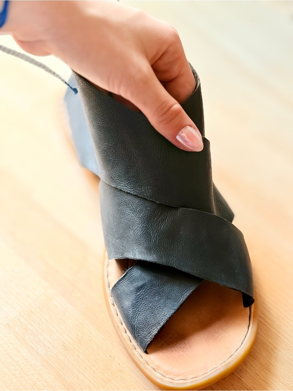 Born Black Leather Crisscross Slide Sandal